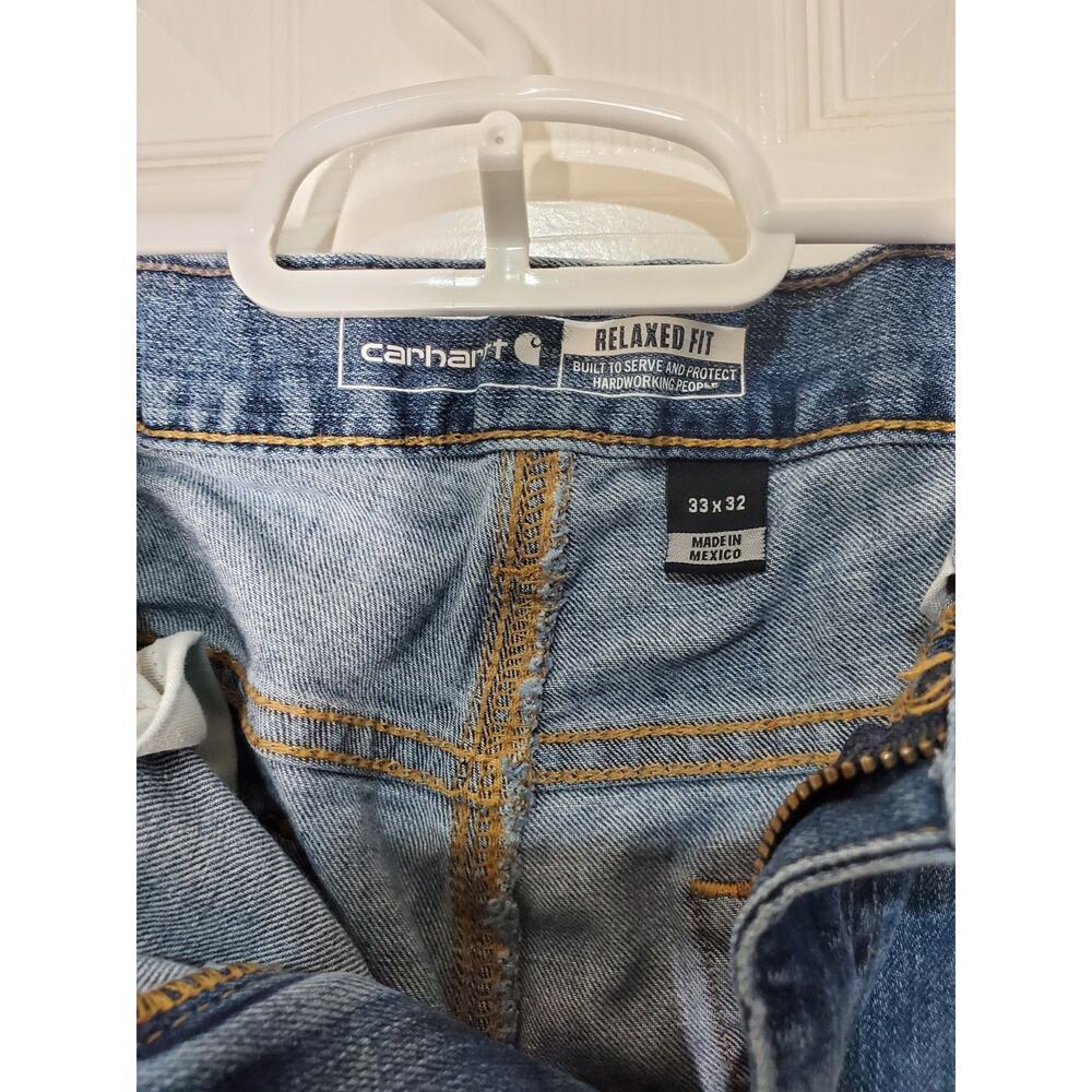 Carhartt BD2804‑M Rugged Flex Jeans Mens 33x32 Blue Relaxed Fit Workwear Stretch - Picture 2 of 11